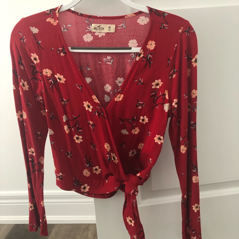 Wrap crop long sleeve